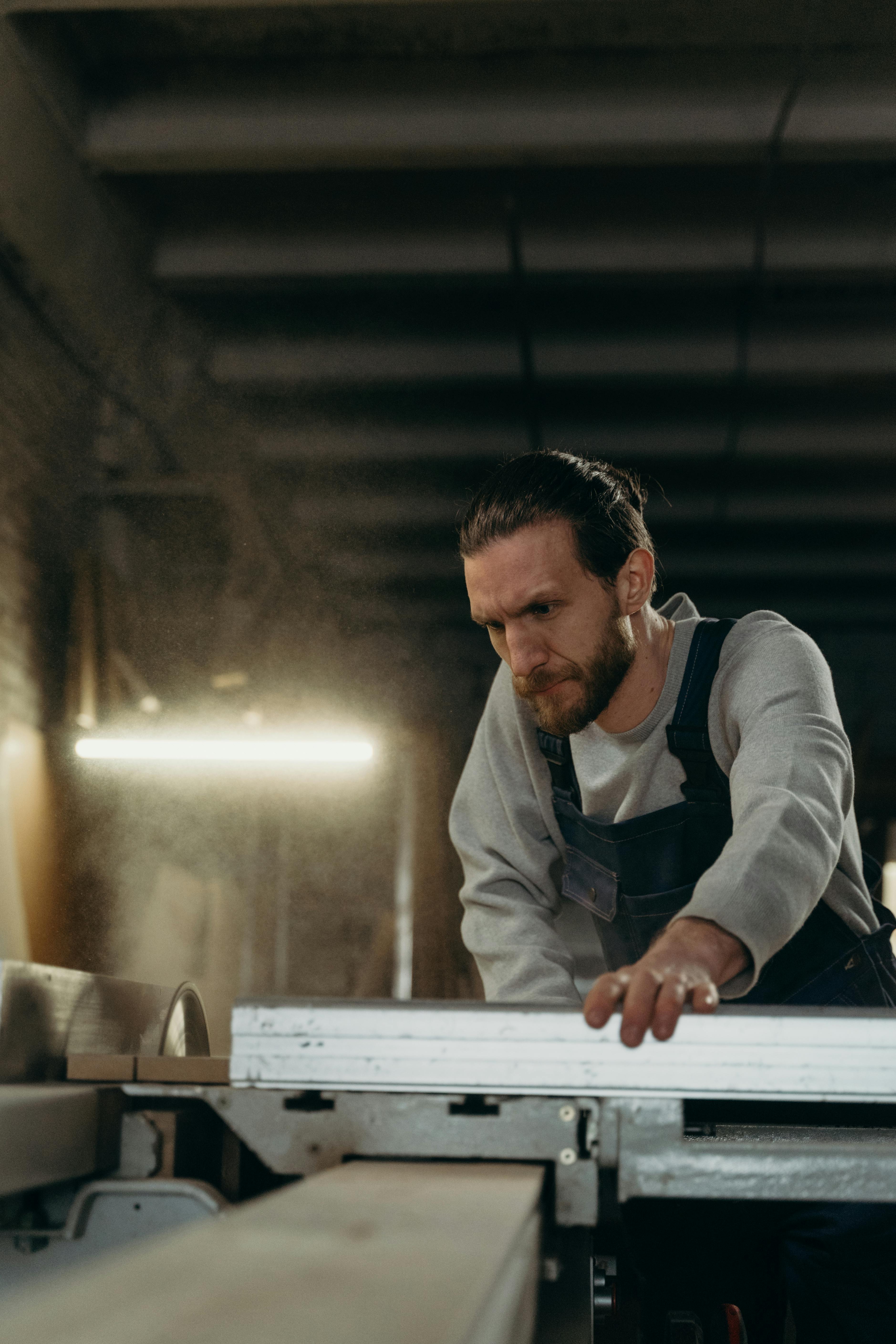 Master carpenter crafting wood